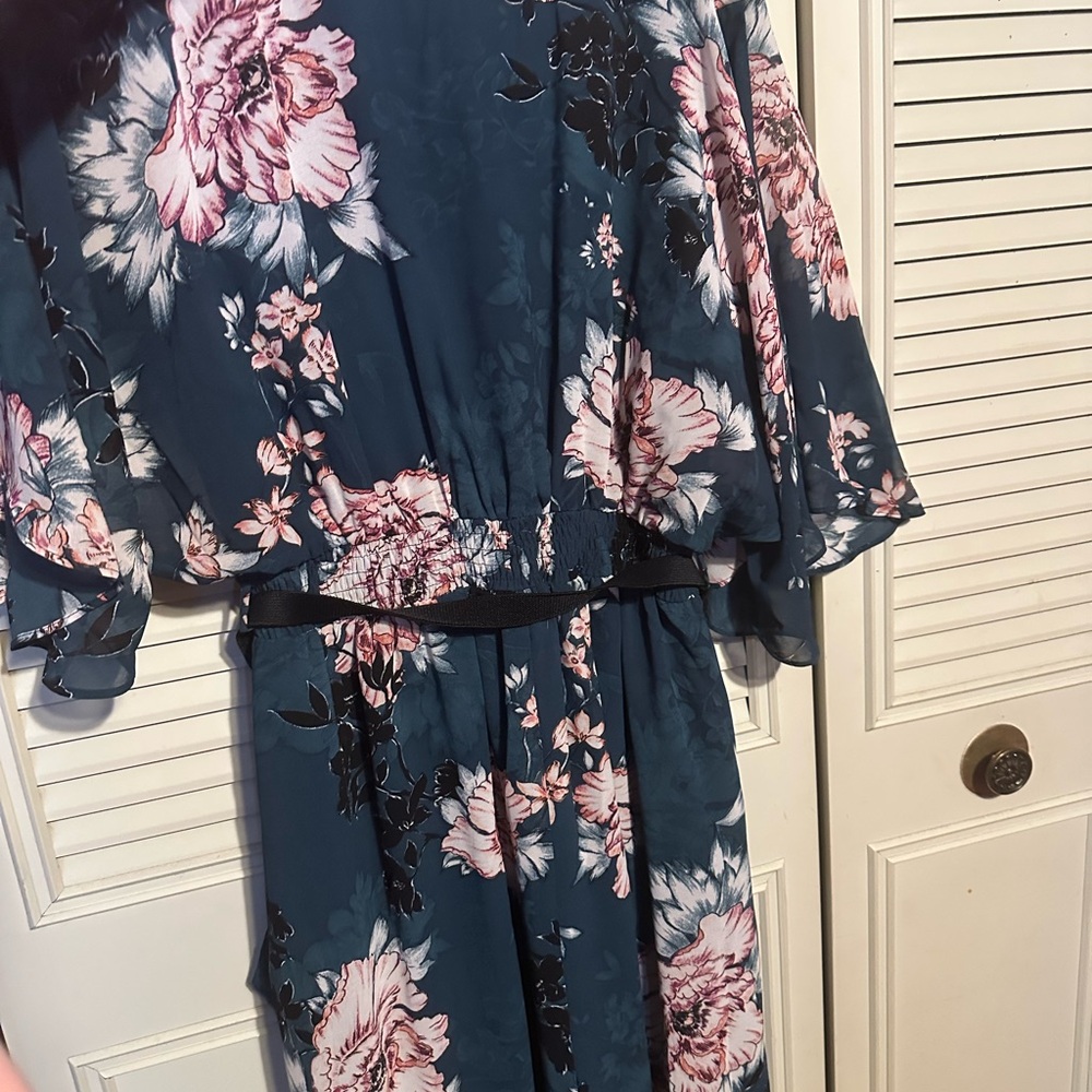 Floral Dress with Pink and Blue Design